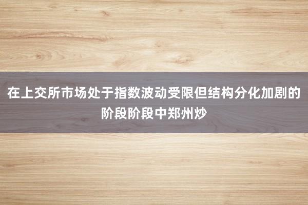 在上交所市场处于指数波动受限但结构分化加剧的阶段阶段中郑州炒